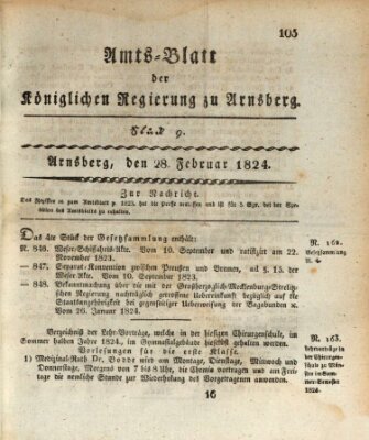 Amtsblatt für den Regierungsbezirk Arnsberg Samstag 28. Februar 1824