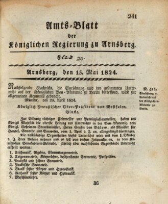 Amtsblatt für den Regierungsbezirk Arnsberg Samstag 15. Mai 1824