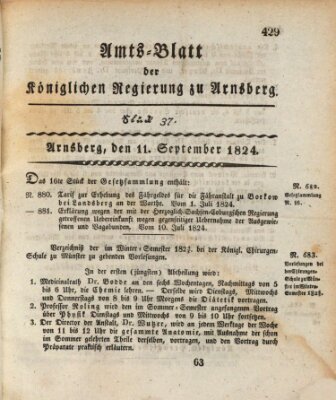 Amtsblatt für den Regierungsbezirk Arnsberg Samstag 11. September 1824