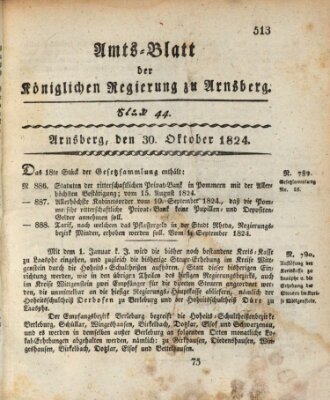 Amtsblatt für den Regierungsbezirk Arnsberg Samstag 30. Oktober 1824