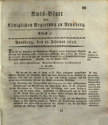 Amtsblatt für den Regierungsbezirk Arnsberg Samstag 12. Februar 1825