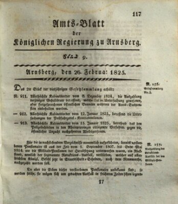 Amtsblatt für den Regierungsbezirk Arnsberg Samstag 26. Februar 1825