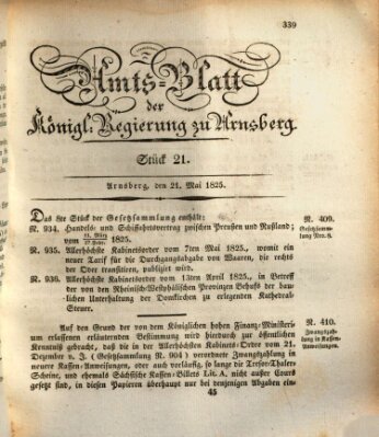 Amtsblatt für den Regierungsbezirk Arnsberg Samstag 21. Mai 1825