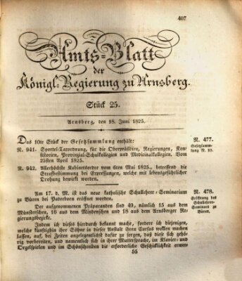 Amtsblatt für den Regierungsbezirk Arnsberg Samstag 18. Juni 1825