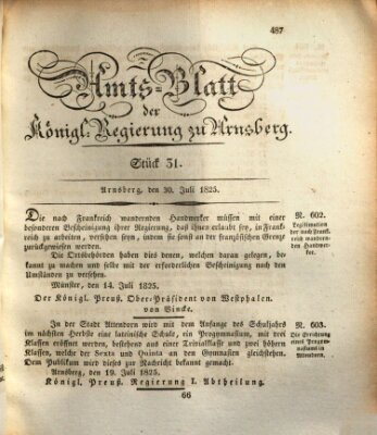 Amtsblatt für den Regierungsbezirk Arnsberg Samstag 30. Juli 1825