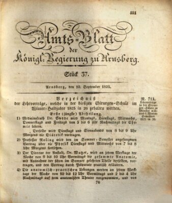 Amtsblatt für den Regierungsbezirk Arnsberg Samstag 10. September 1825