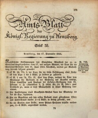 Amtsblatt für den Regierungsbezirk Arnsberg Samstag 17. September 1825