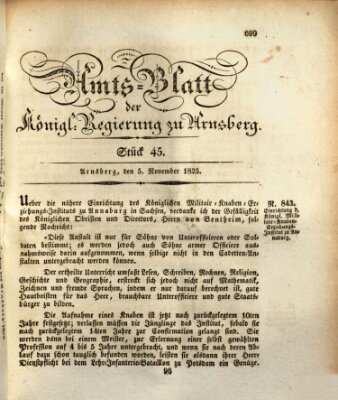 Amtsblatt für den Regierungsbezirk Arnsberg Samstag 5. November 1825