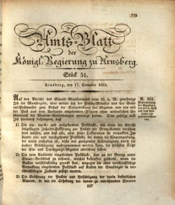 Amtsblatt für den Regierungsbezirk Arnsberg Samstag 17. Dezember 1825