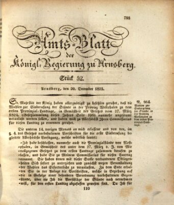 Amtsblatt für den Regierungsbezirk Arnsberg Dienstag 20. Dezember 1825