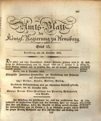 Amtsblatt für den Regierungsbezirk Arnsberg Samstag 24. Dezember 1825