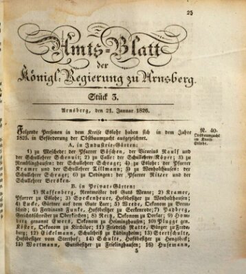 Amtsblatt für den Regierungsbezirk Arnsberg Samstag 21. Januar 1826