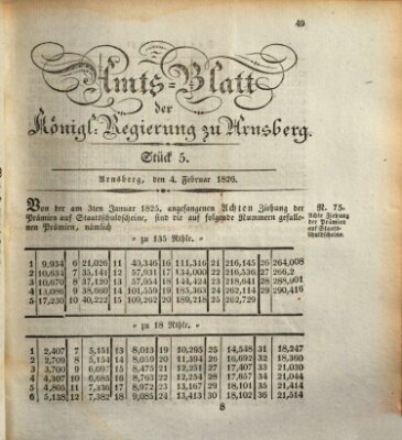 Amtsblatt für den Regierungsbezirk Arnsberg Samstag 4. Februar 1826