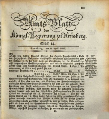 Amtsblatt für den Regierungsbezirk Arnsberg Samstag 8. April 1826