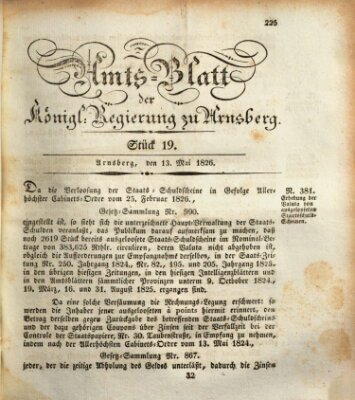 Amtsblatt für den Regierungsbezirk Arnsberg Samstag 13. Mai 1826