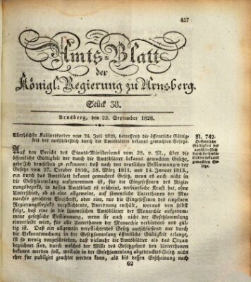 Amtsblatt für den Regierungsbezirk Arnsberg Samstag 23. September 1826