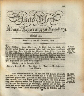 Amtsblatt für den Regierungsbezirk Arnsberg Samstag 16. Dezember 1826