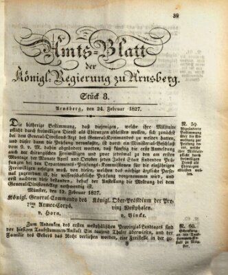 Amtsblatt für den Regierungsbezirk Arnsberg Samstag 24. Februar 1827