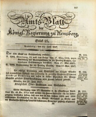 Amtsblatt für den Regierungsbezirk Arnsberg Samstag 23. Juni 1827