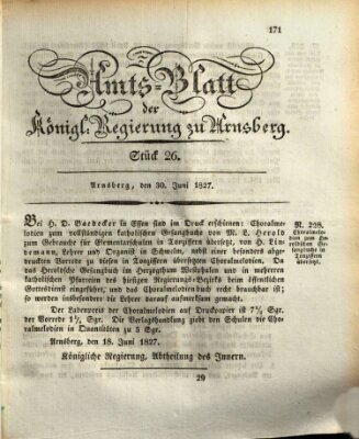 Amtsblatt für den Regierungsbezirk Arnsberg Samstag 30. Juni 1827