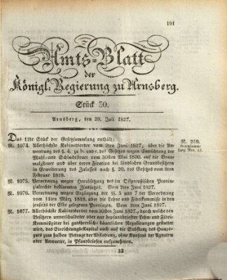 Amtsblatt für den Regierungsbezirk Arnsberg Samstag 28. Juli 1827