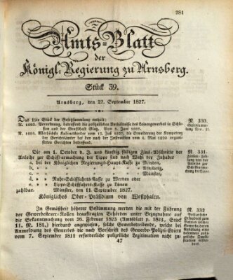 Amtsblatt für den Regierungsbezirk Arnsberg Samstag 22. September 1827