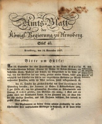 Amtsblatt für den Regierungsbezirk Arnsberg Samstag 24. November 1827