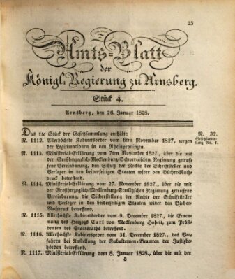 Amtsblatt für den Regierungsbezirk Arnsberg Samstag 26. Januar 1828