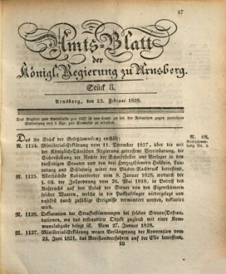 Amtsblatt für den Regierungsbezirk Arnsberg Samstag 23. Februar 1828