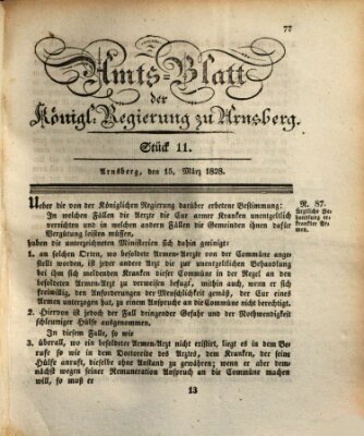 Amtsblatt für den Regierungsbezirk Arnsberg Samstag 15. März 1828