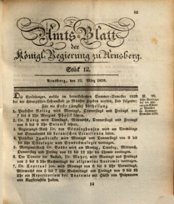 Amtsblatt für den Regierungsbezirk Arnsberg Samstag 22. März 1828