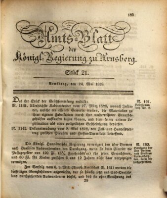 Amtsblatt für den Regierungsbezirk Arnsberg Samstag 24. Mai 1828