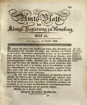 Amtsblatt für den Regierungsbezirk Arnsberg Samstag 18. Oktober 1828