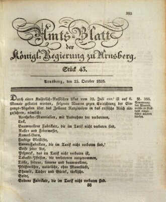 Amtsblatt für den Regierungsbezirk Arnsberg Samstag 25. Oktober 1828