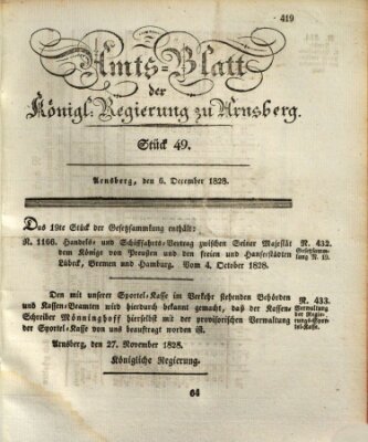 Amtsblatt für den Regierungsbezirk Arnsberg Samstag 6. Dezember 1828