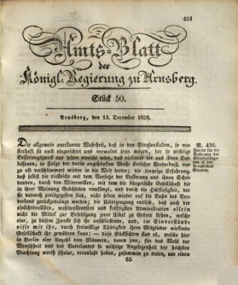 Amtsblatt für den Regierungsbezirk Arnsberg Samstag 13. Dezember 1828