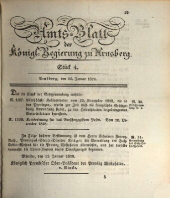 Amtsblatt für den Regierungsbezirk Arnsberg Samstag 24. Januar 1829