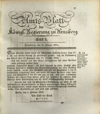 Amtsblatt für den Regierungsbezirk Arnsberg Samstag 21. Februar 1829