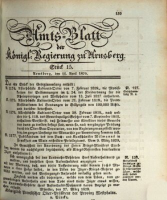 Amtsblatt für den Regierungsbezirk Arnsberg Samstag 11. April 1829