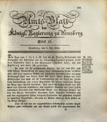 Amtsblatt für den Regierungsbezirk Arnsberg Samstag 2. Mai 1829