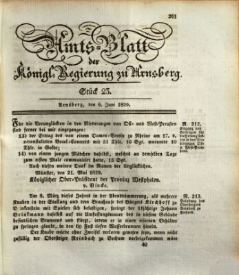Amtsblatt für den Regierungsbezirk Arnsberg Samstag 6. Juni 1829