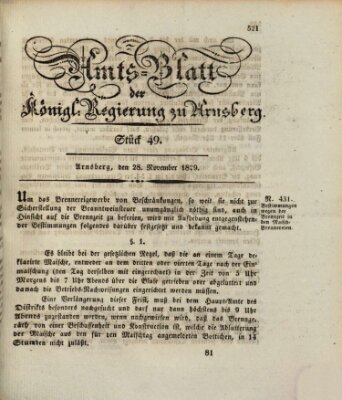 Amtsblatt für den Regierungsbezirk Arnsberg Samstag 28. November 1829