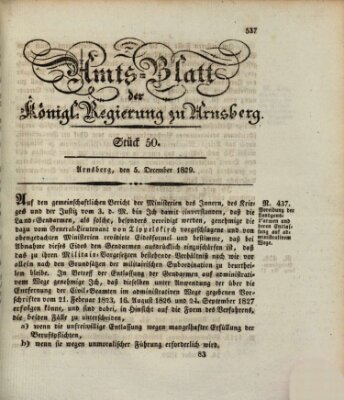 Amtsblatt für den Regierungsbezirk Arnsberg Samstag 5. Dezember 1829