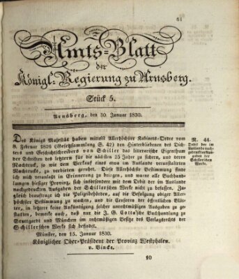 Amtsblatt für den Regierungsbezirk Arnsberg Samstag 30. Januar 1830