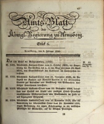 Amtsblatt für den Regierungsbezirk Arnsberg Samstag 6. Februar 1830