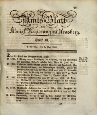 Amtsblatt für den Regierungsbezirk Arnsberg Samstag 1. Mai 1830