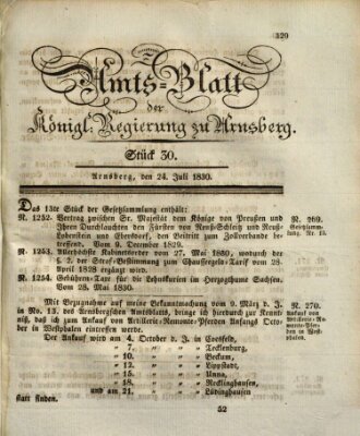 Amtsblatt für den Regierungsbezirk Arnsberg Samstag 24. Juli 1830