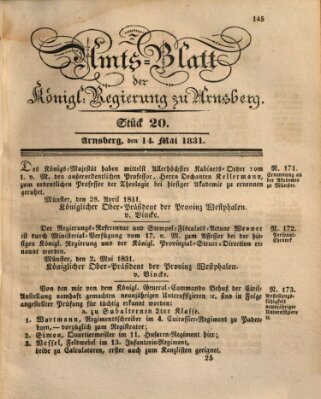 Amtsblatt für den Regierungsbezirk Arnsberg Samstag 14. Mai 1831