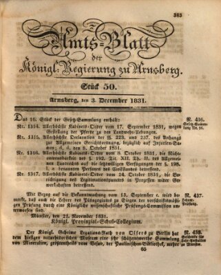 Amtsblatt für den Regierungsbezirk Arnsberg Samstag 3. Dezember 1831