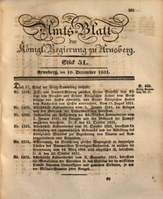 Amtsblatt für den Regierungsbezirk Arnsberg Samstag 10. Dezember 1831